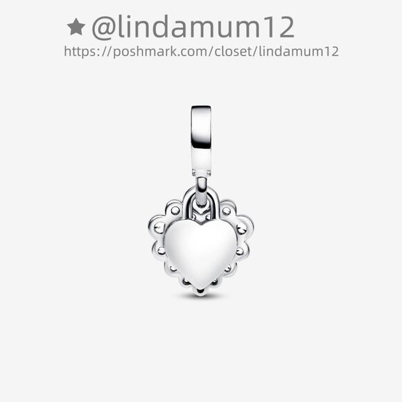 Pandora Sparkling Heart Double Dangle Charm - Picture 1 of 6